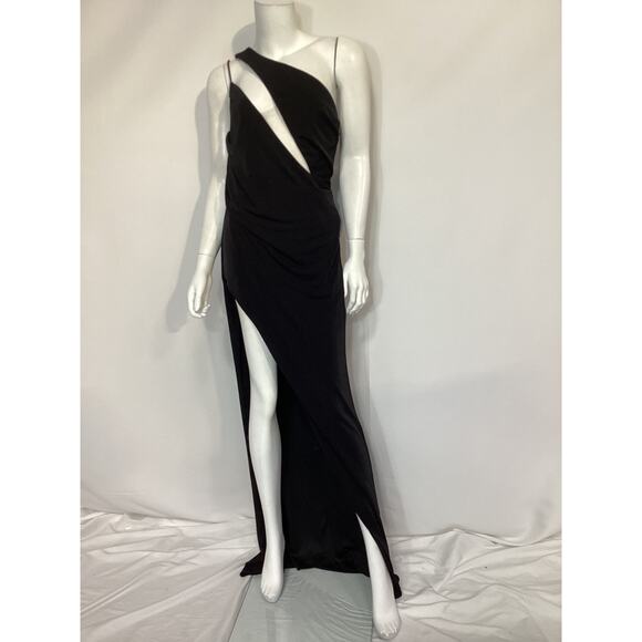 Katie May 'A Cut Above' Black One Shoulder Asymmetric Gown Size M - Picture 2 of 4